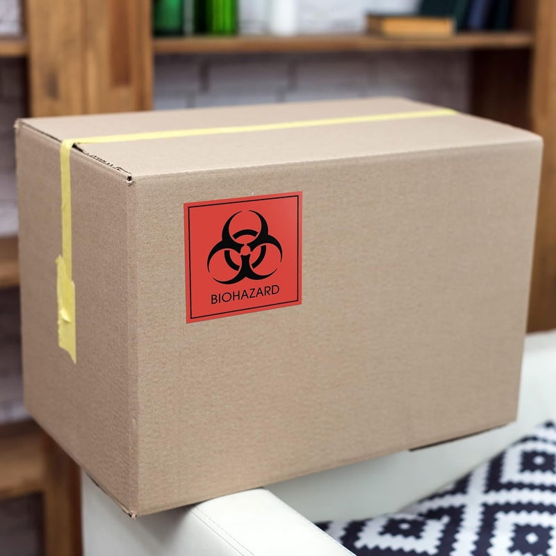 KENCO Biohazard Warning Labels 4" X 4" Inch, Fluorescent Red-Orange Hazardous Stickers 250 Labels Per Roll for Medical and Industrial Use and More - Made in The USA by (1) - Image 4
